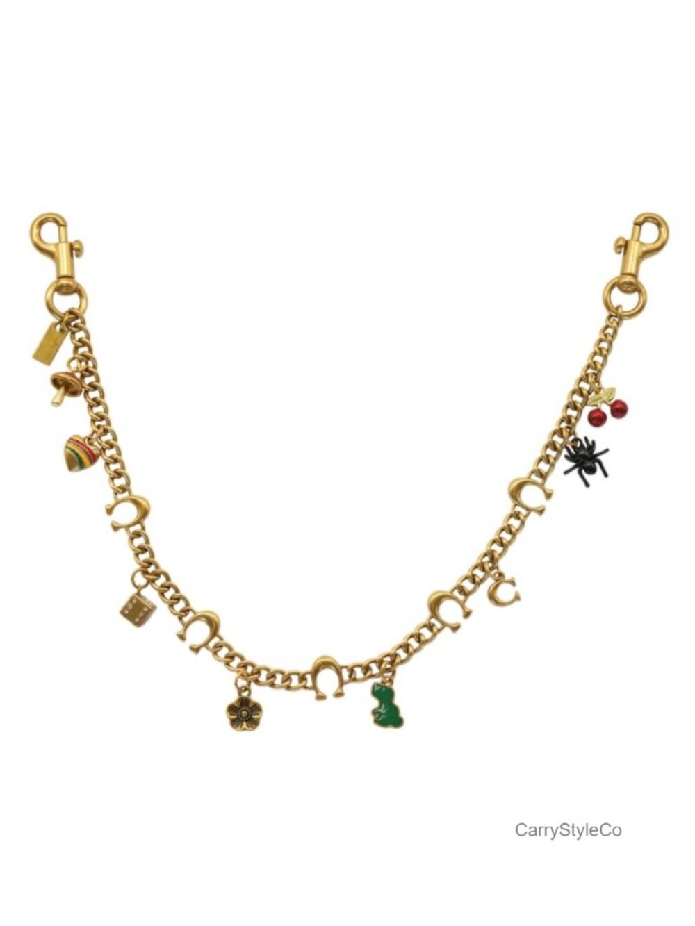 Gold Purse Chain Extender with Cute Hanging Charms, Decorative Handbag Charm